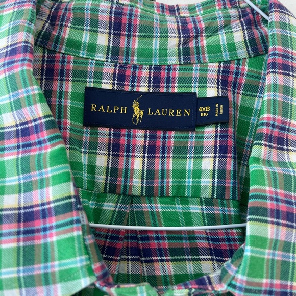 Ralph Lauren 4XB Green Plaid Button Down Mens Shirt - Picture 6 of 10